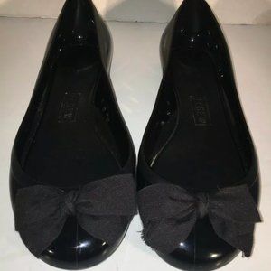 J.Crew Bow Plastic Jelly Rainy Day Slip On Ballet Flats Womens Shoes Size 7